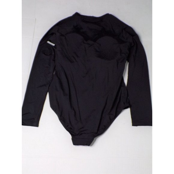 SEA LEVEL Long Sleeve Rashguard Zip Front Swimsuit Black 10 NEW - Picture 9 of 11